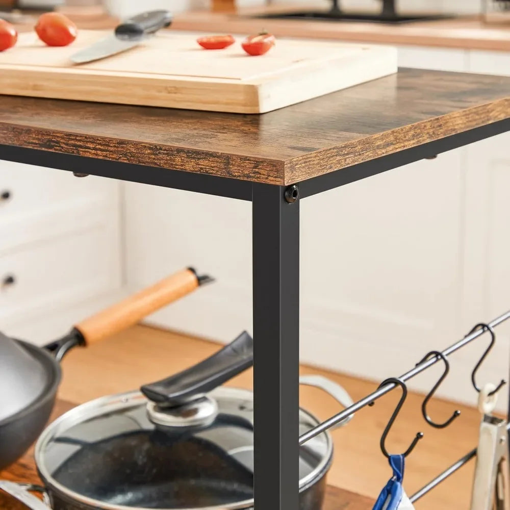 ANGDUO Bakers Rack Kitchen Island With Open Shelves