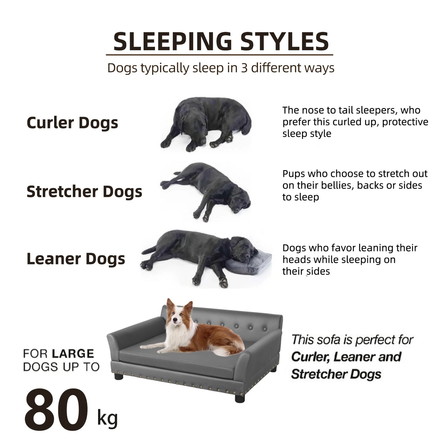 BINGOPAWCN Elevated Dog Bed Sofa Microfiber Leather Cover