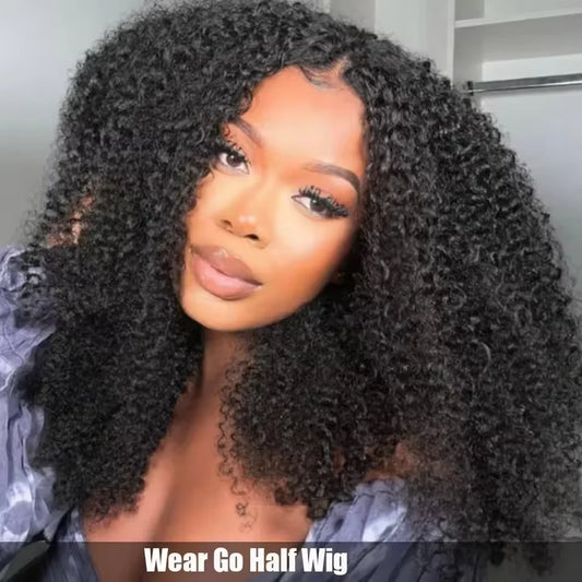 Curly Half Wig Upgrade with Drawstring Seamless Clip Ins