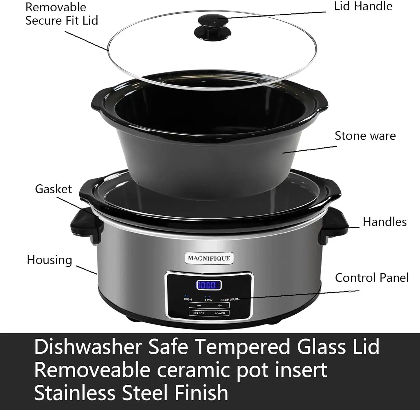 Iosn Programmable Slow Cooker With Keep Warm Digital Timer