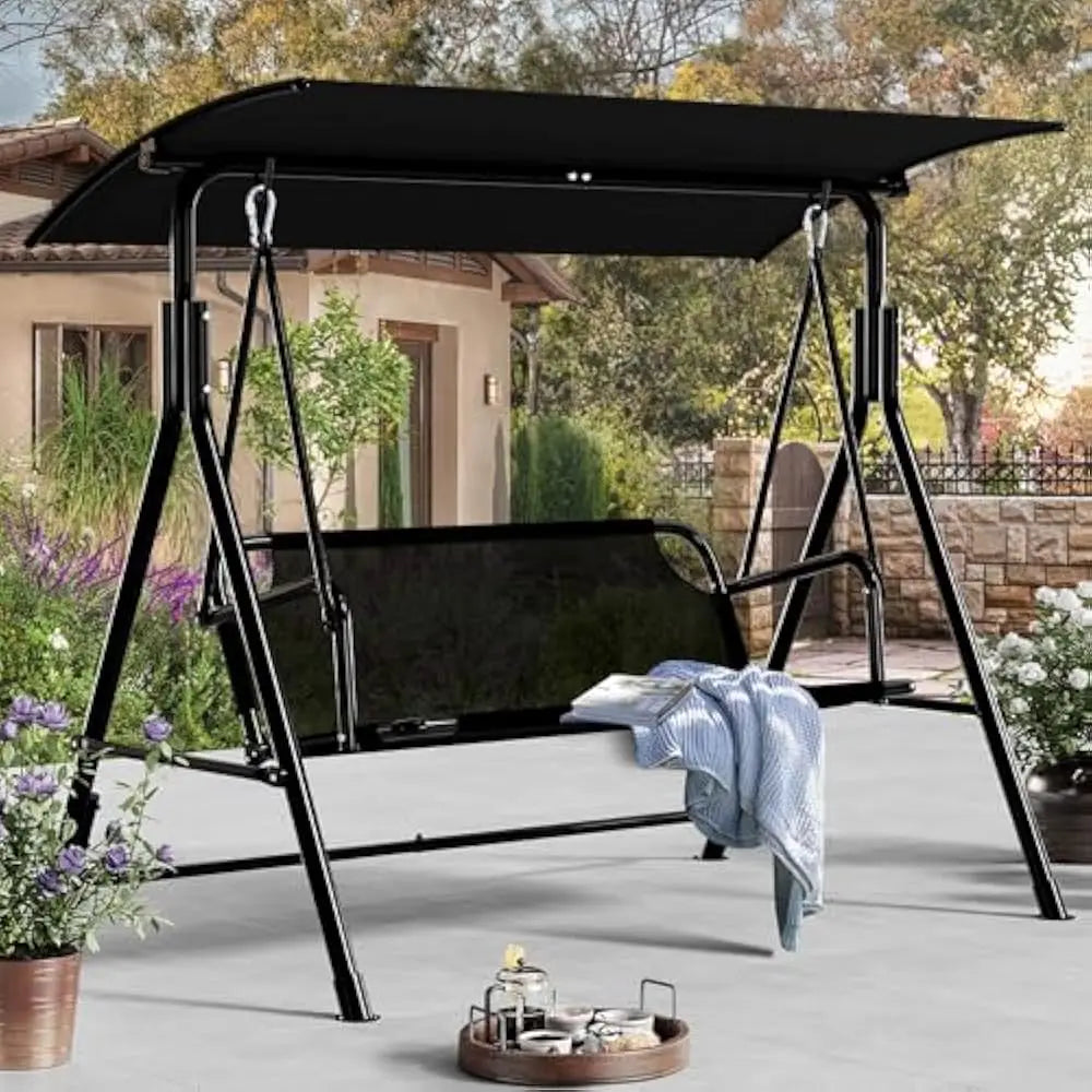 Patio Swing Bench with Adjustable Canopy by NoEnName