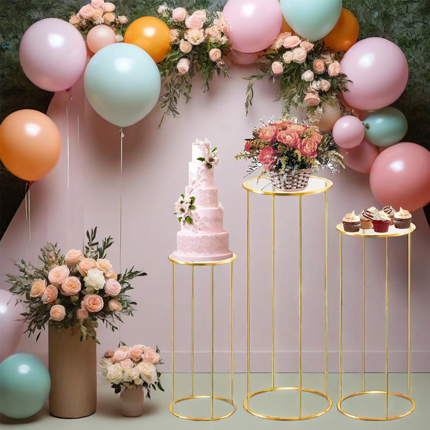 Zhejiang Metal Cylinder Plant Stand Set For Weddings