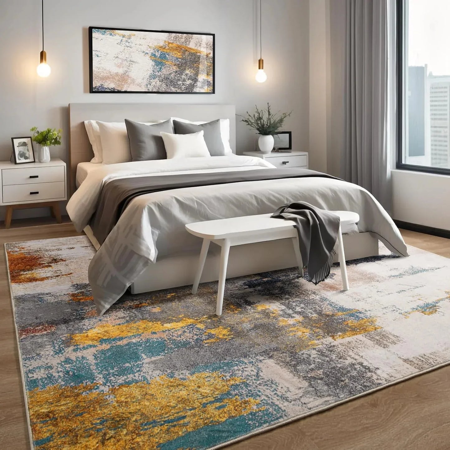 Vintage Machine Washable Area Rug for Living Room Décor