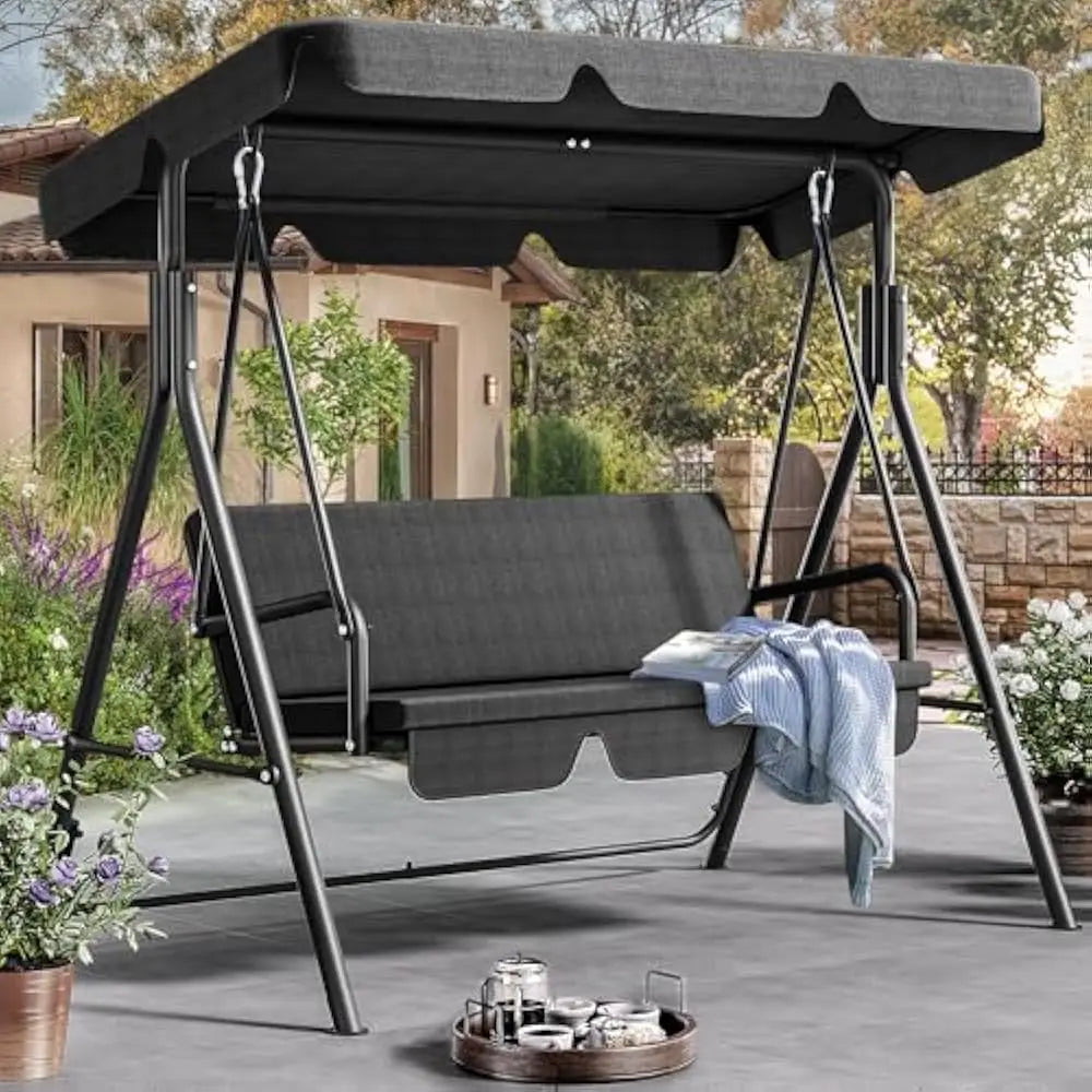 Patio Swing Bench with Adjustable Canopy by NoEnName