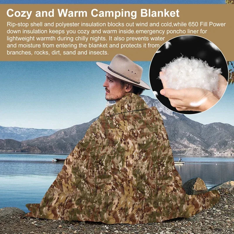 Tactical Camouflage Poncho Liner Blanket for Outdoor Adventures