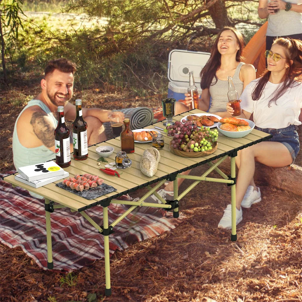 Elenxs Folding Camping Table Portable Carbon Steel Outdoor