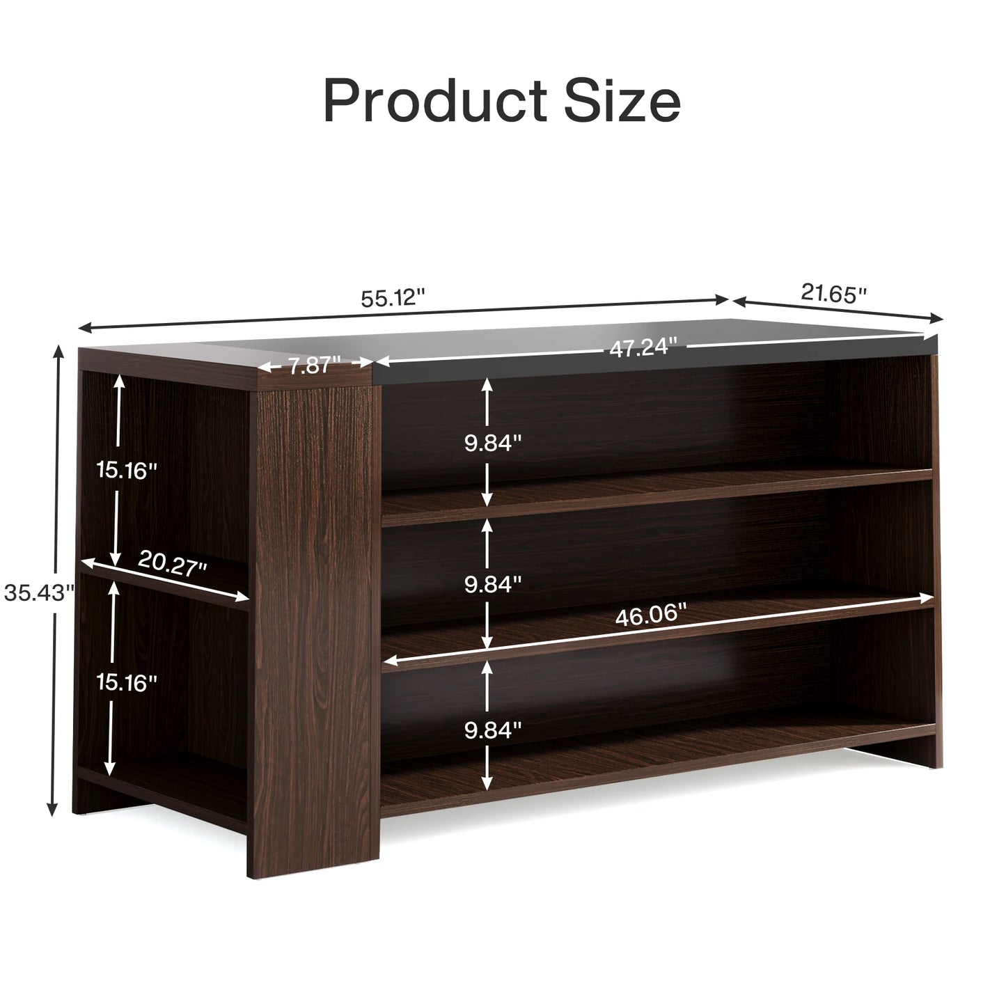 Tribesigns Kitchen Island With Storage And Five Shelves