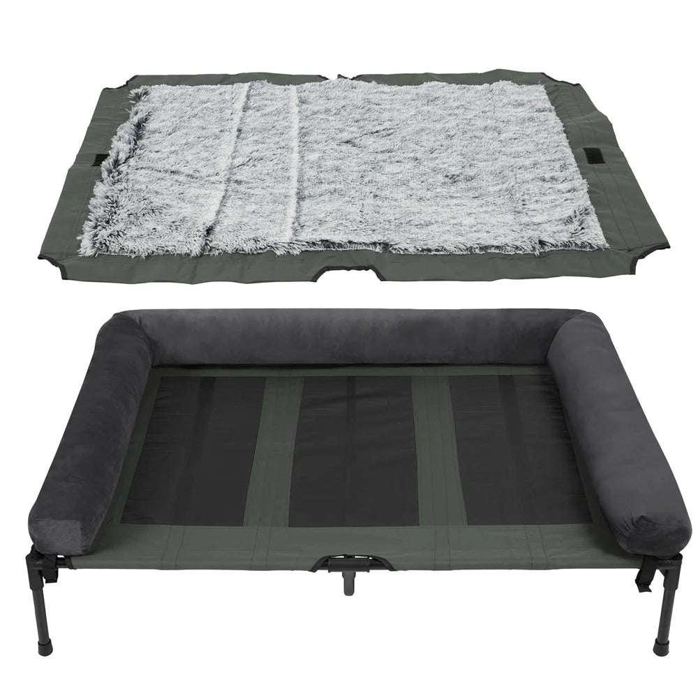 BORWARTCN Outdoor Raised Dog Bed With Cooling Mat Garden