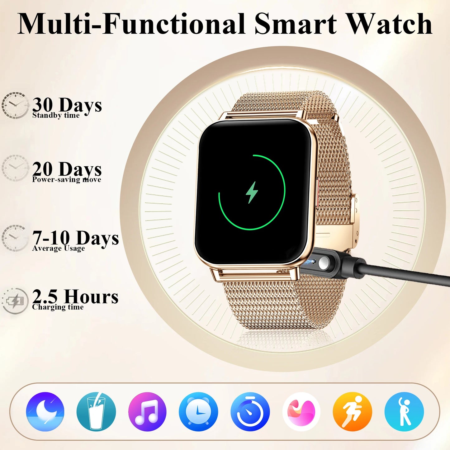 Smart Fitness Watch with Call and Message Alerts for All