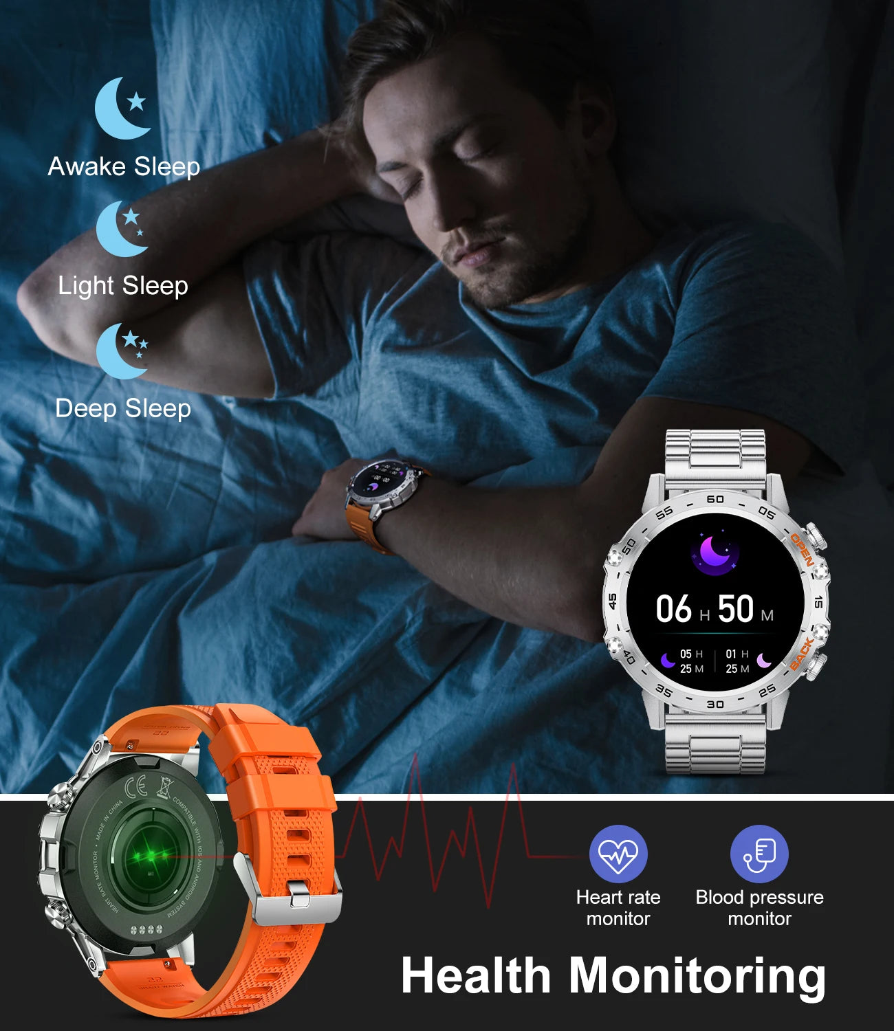 LIGE Bluetooth Smart Watch for Men with Health Monitoring Features