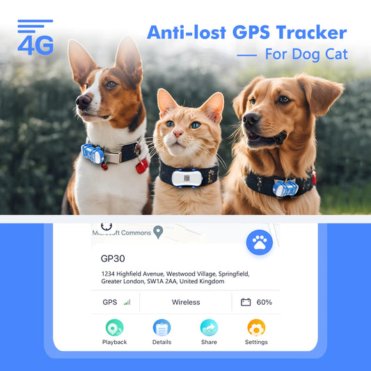 WANWAYTECH 4G Pet GPS Tracker Waterproof Live Tracking App