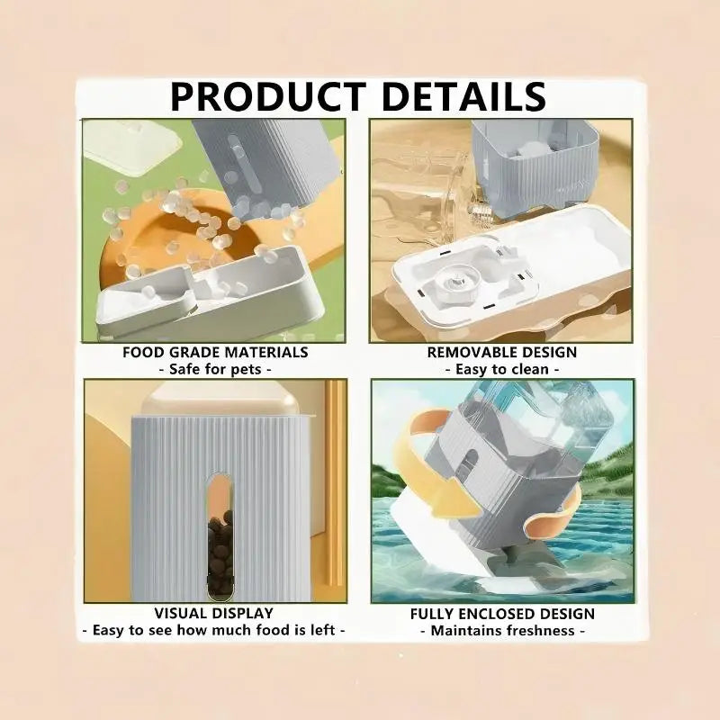 Automatic Dog Cat Feeder And Water Dispenser All In One
