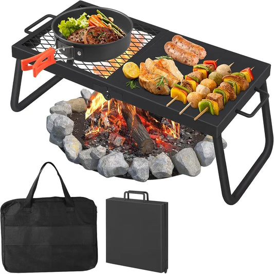 Portable Heavy Duty Folding Campfire Grill for Outdoor Cooking