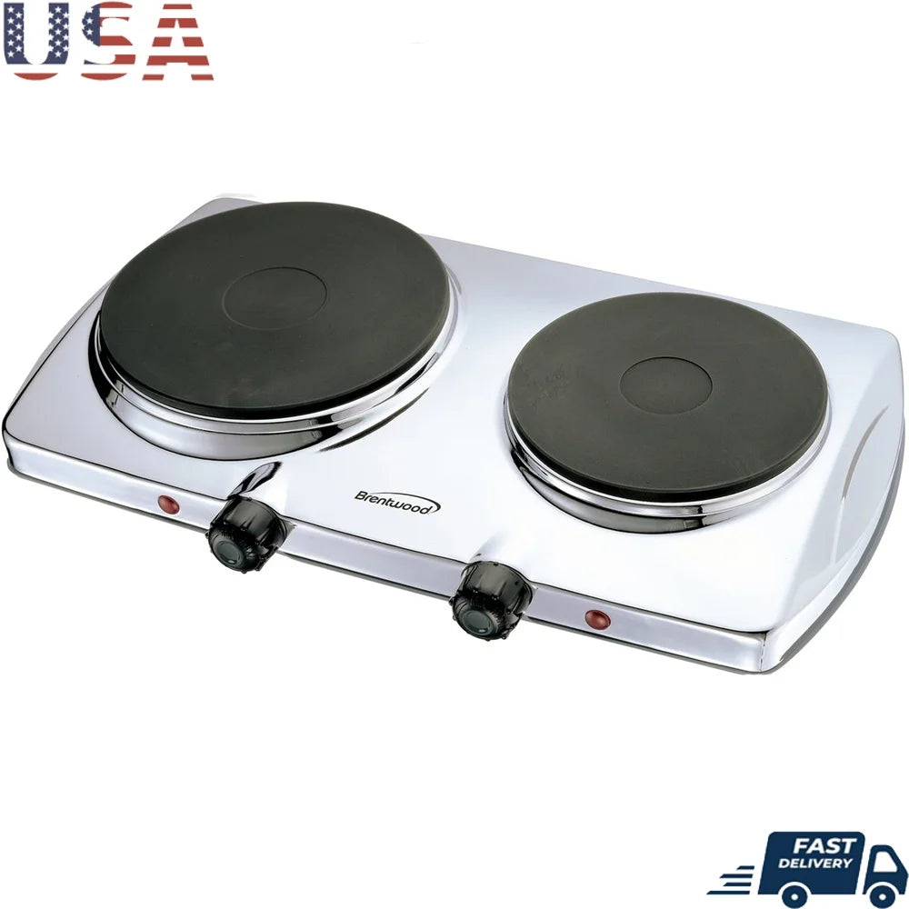 XMSJ Electric Dual Burner Hot Plate 1440W Temp Control
