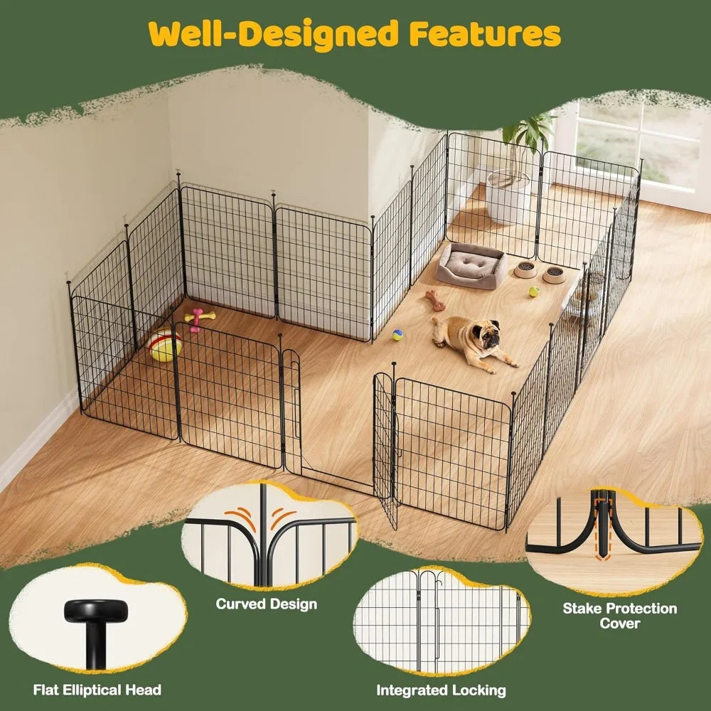 Dog Playpen Foldable Indoor Outdoor With Door 16 Panels