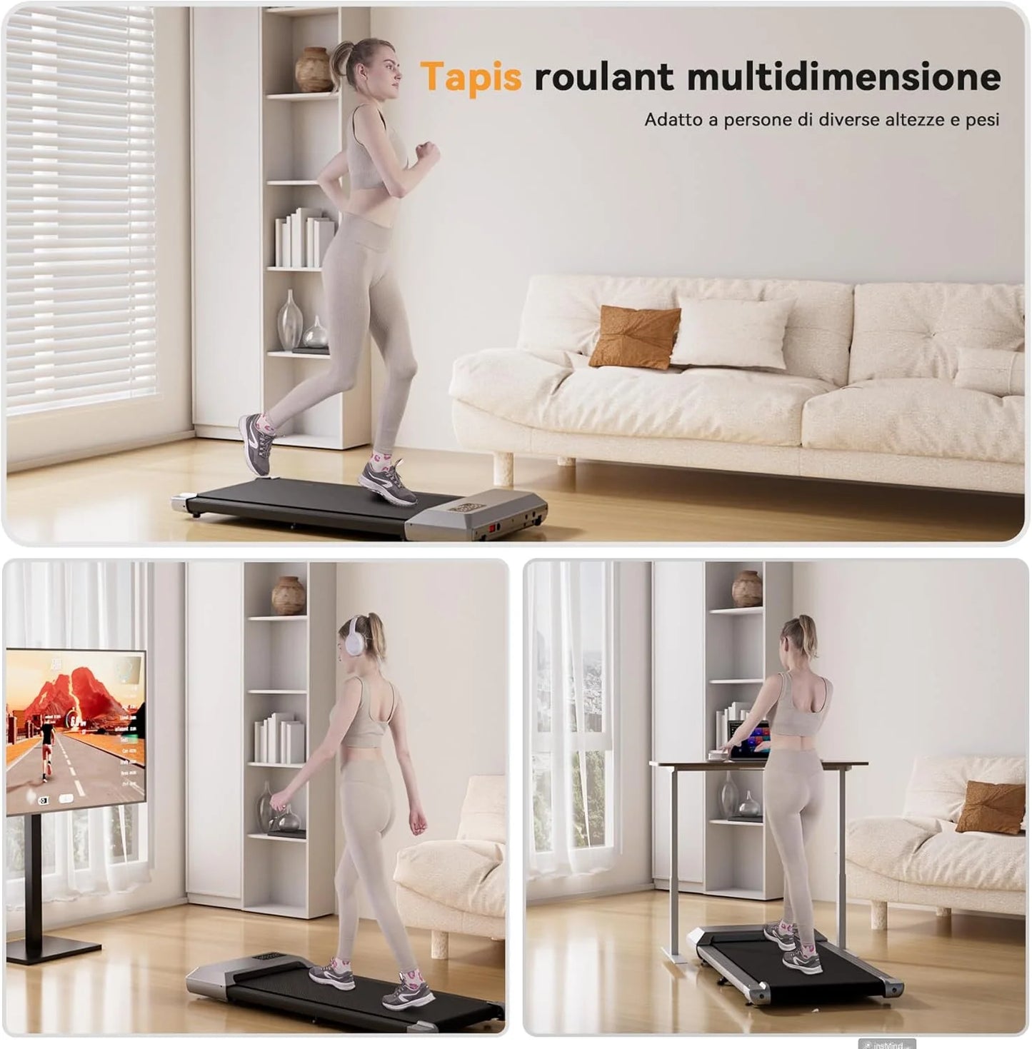 Driving Power Under Desk Treadmill 350 Lb Walking Pad