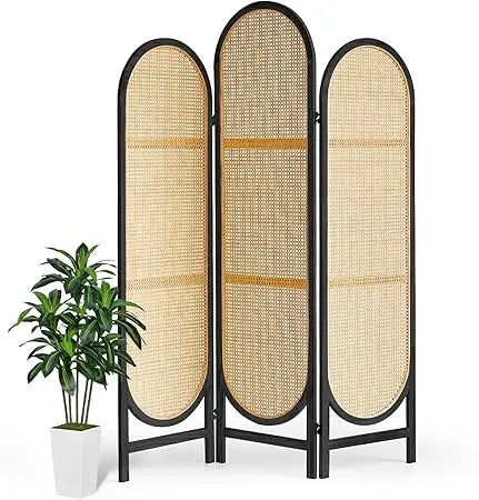 Folding Rattan Room Divider Privacy Screen for Stylish Spaces