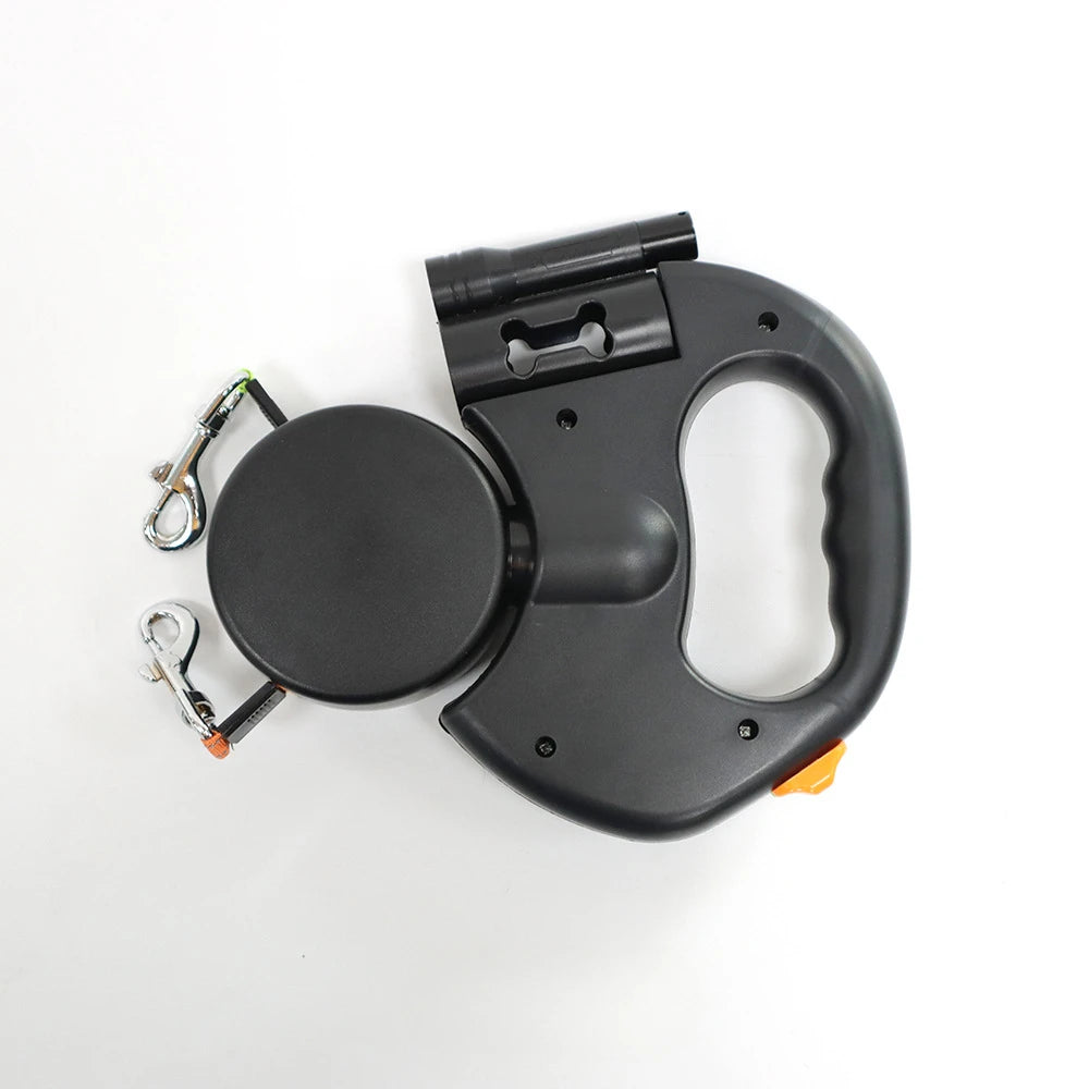 Automatic Retractable Two-End Pet Leash With Flashlight Feature