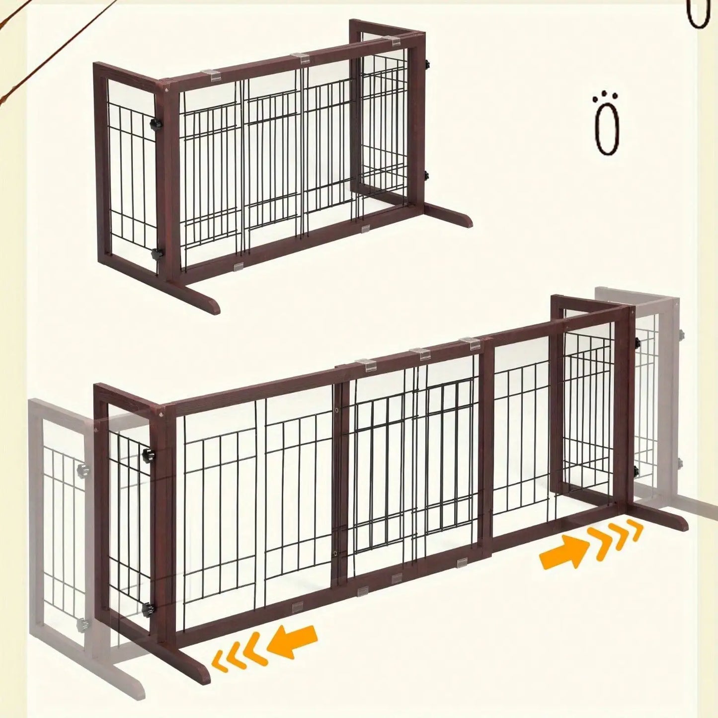 Freestanding Foldable Wire Pet Gate for Puppies and Dogs