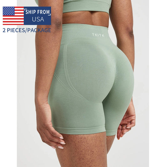 TKITK Womens Seamless Tight Gym Shorts For Yoga Fitness