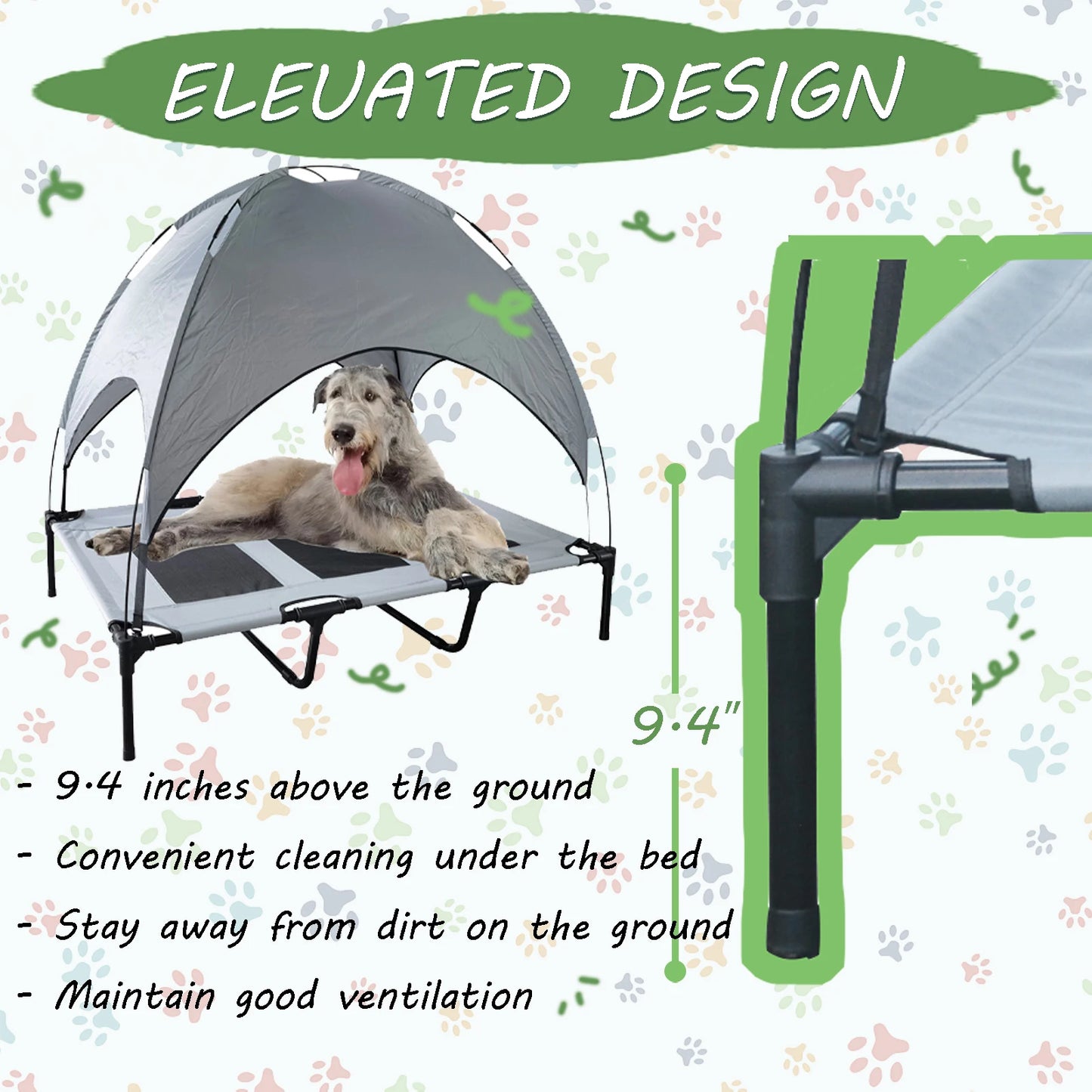 Shanghai Dog Bed With Canopy Elevated Anti Slip Outdoor