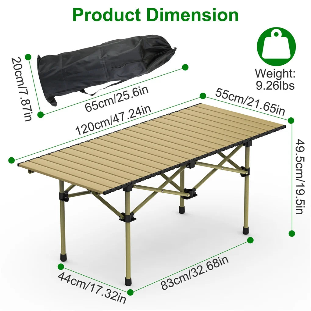 Elenxs Folding Camping Table Portable Carbon Steel Outdoor