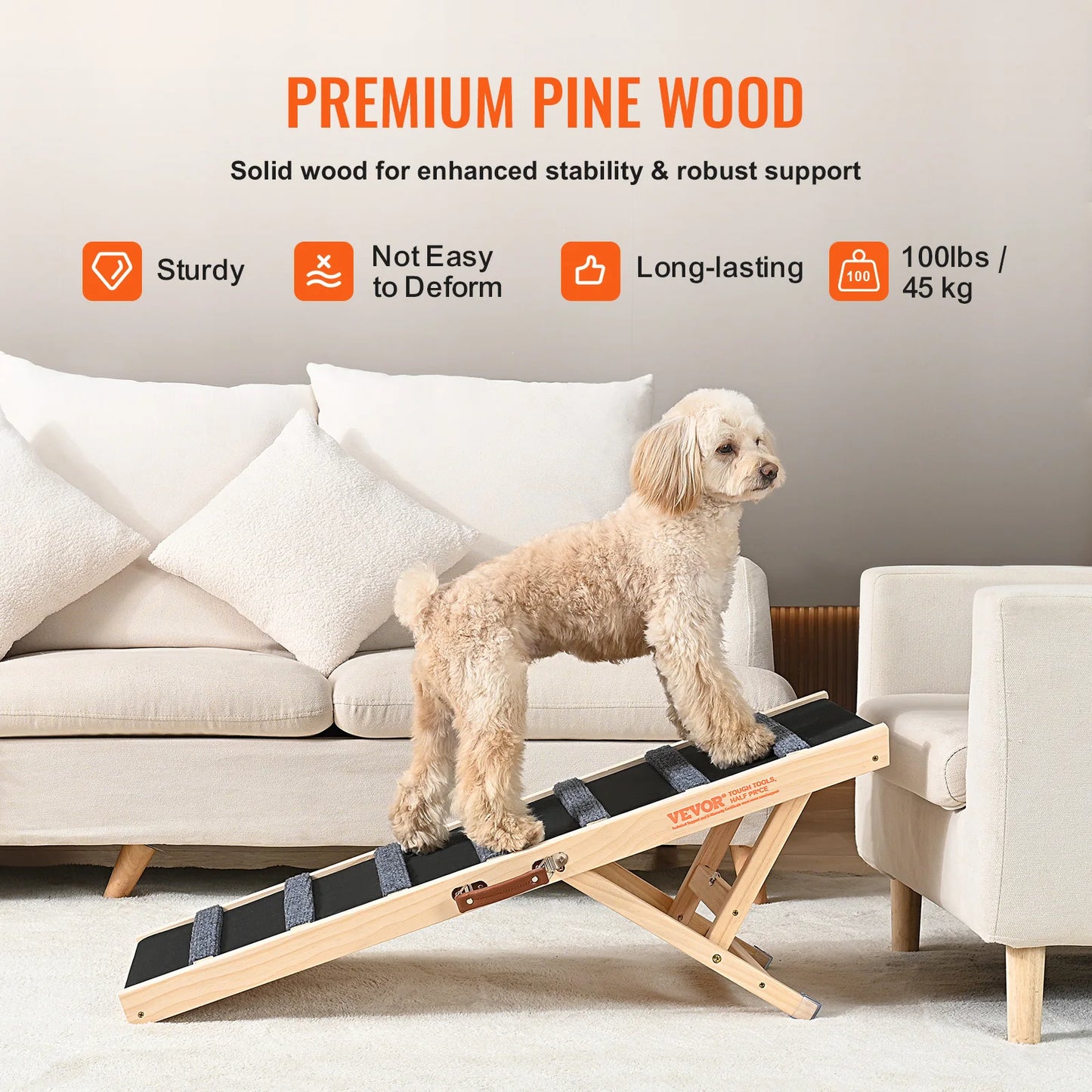 SucceBuy Dog Ramp Folding Anti Slip Adjustable Stairs
