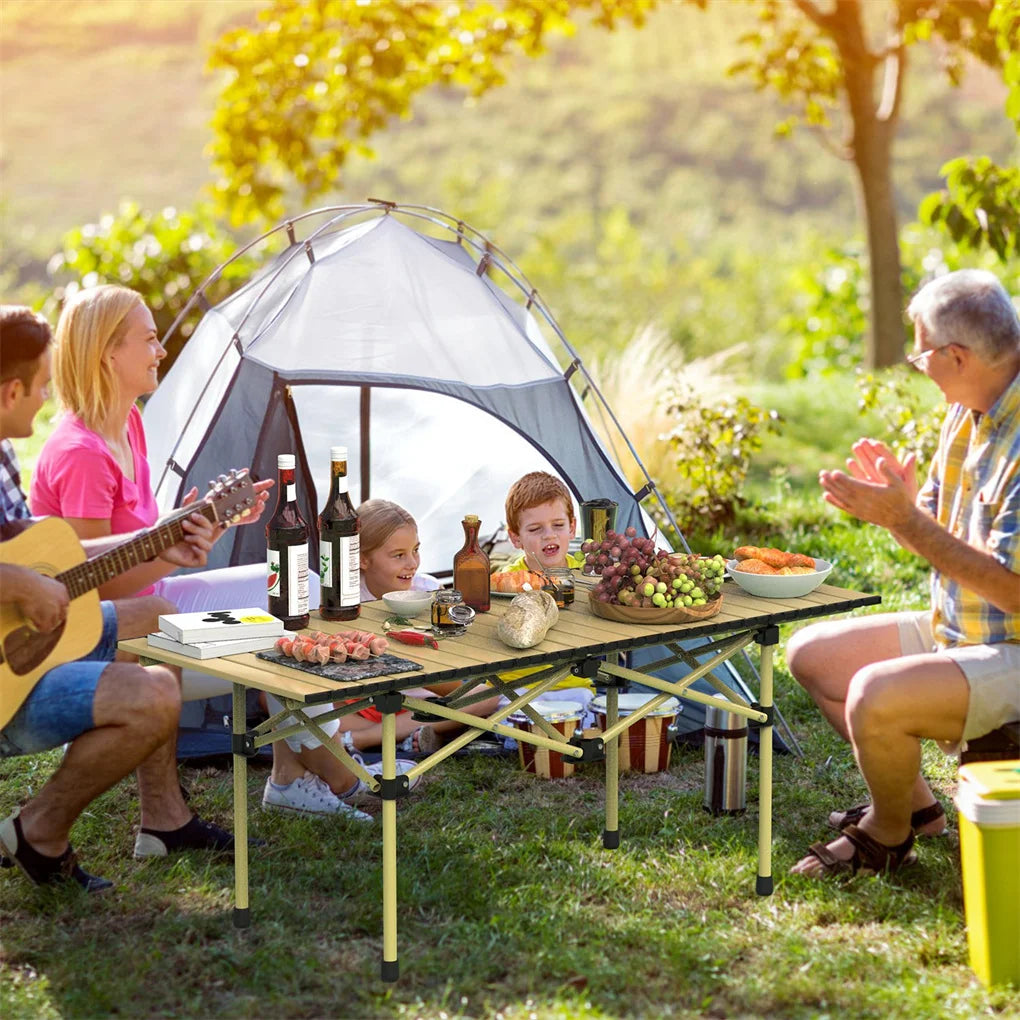 Elenxs Folding Camping Table Portable Carbon Steel Outdoor