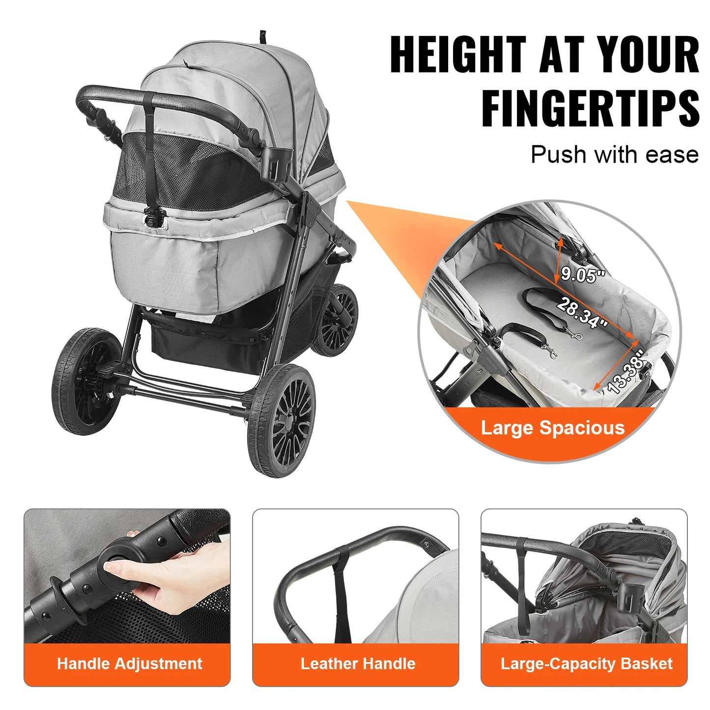 SucceBuy Pet Stroller Carrier For Dogs Cats Lightweight