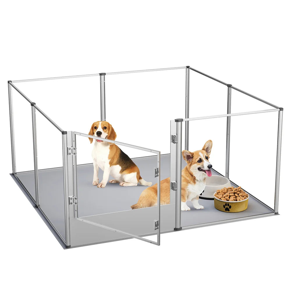 BORWARTH Acrylic Dog Pen Enclosure with Waterproof Pad