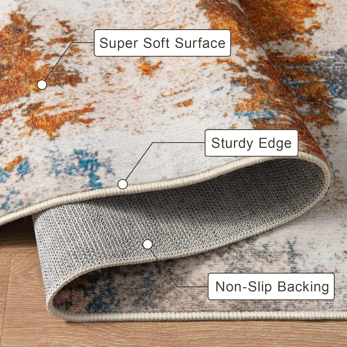 Vintage Machine Washable Area Rug for Living Room Décor