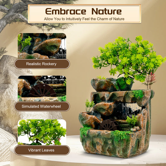 Gross Resin Tabletop Fountain Ornament With LED Light