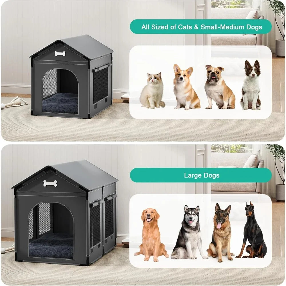 Indoor Dog House Kennel Bed Mat With Cushion For Pets