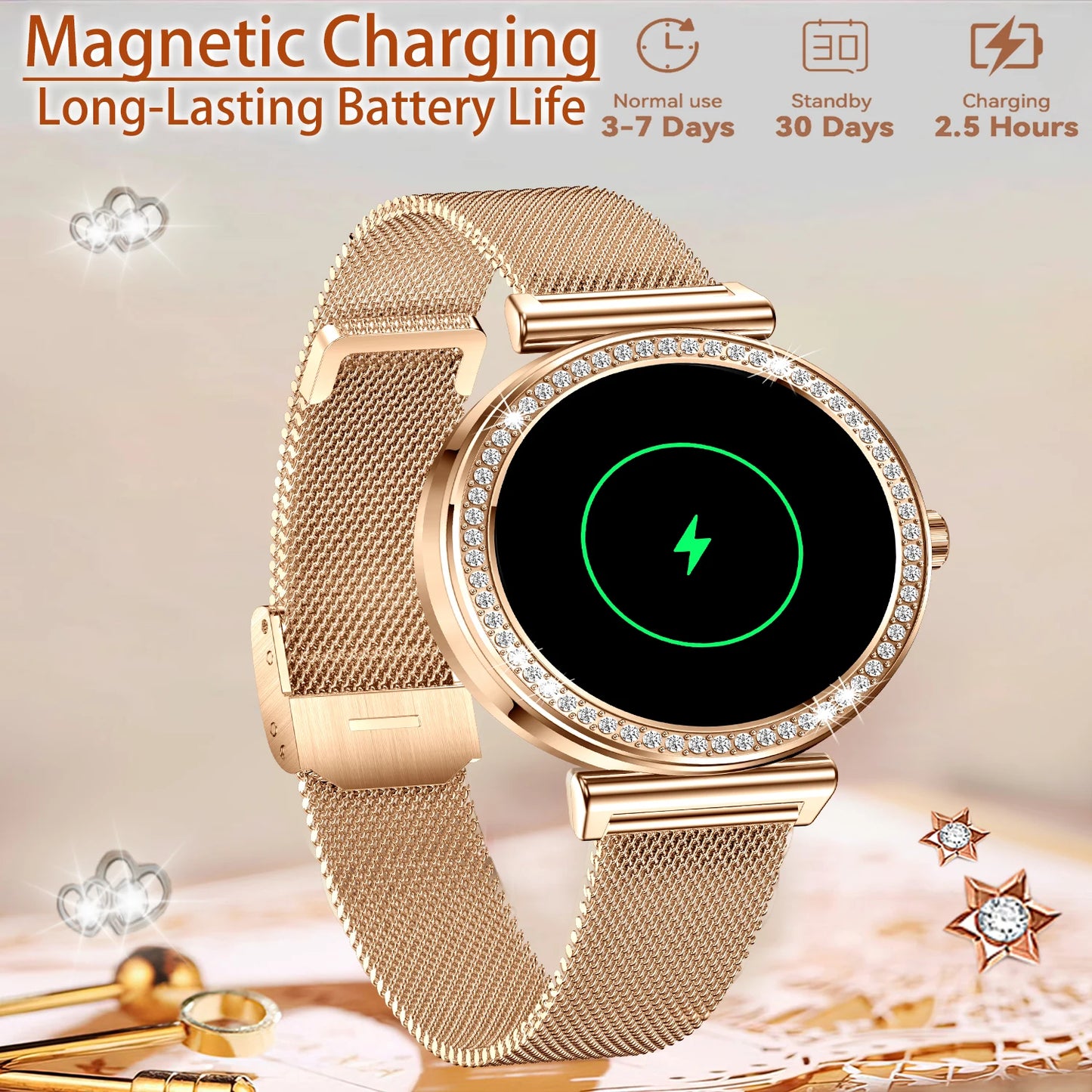 Women Smart Watch with Wireless Calls and Touchscreen Display