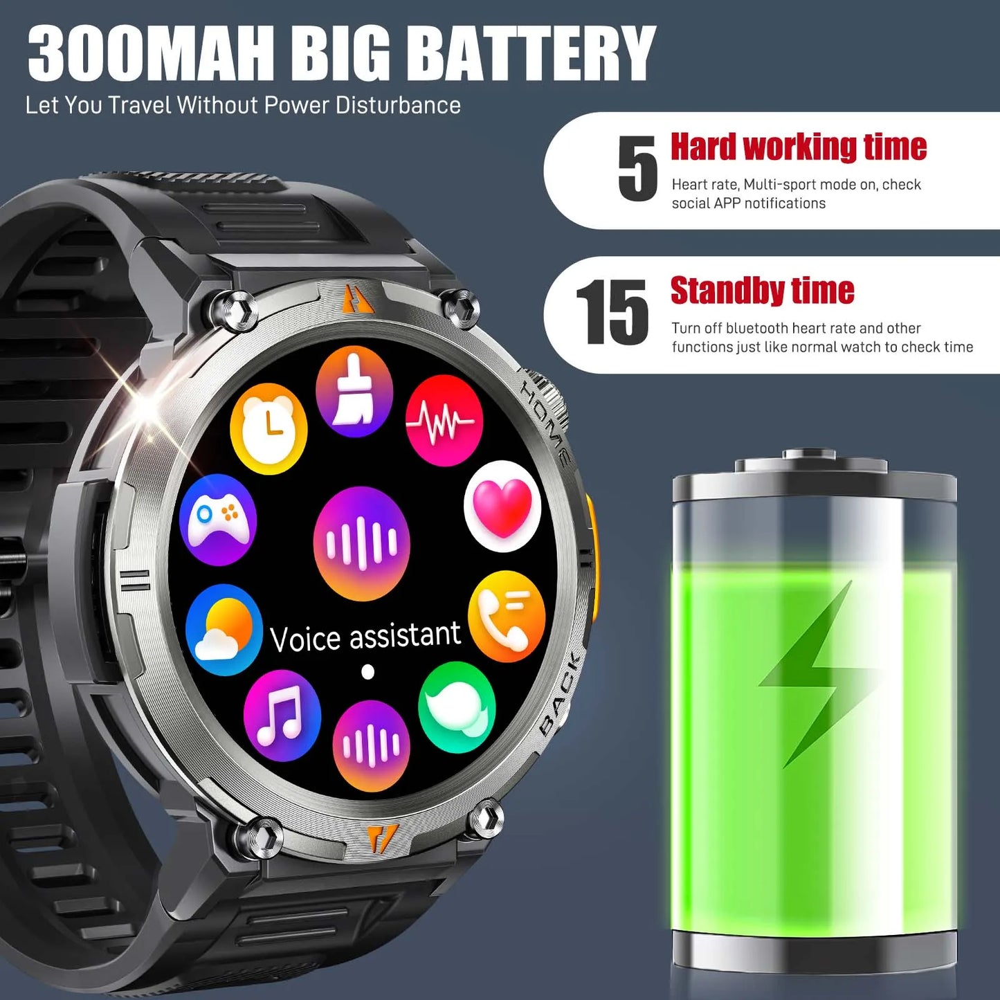 EIGIIS KE3 Bluetooth Smart Watch For Men Health Monitor