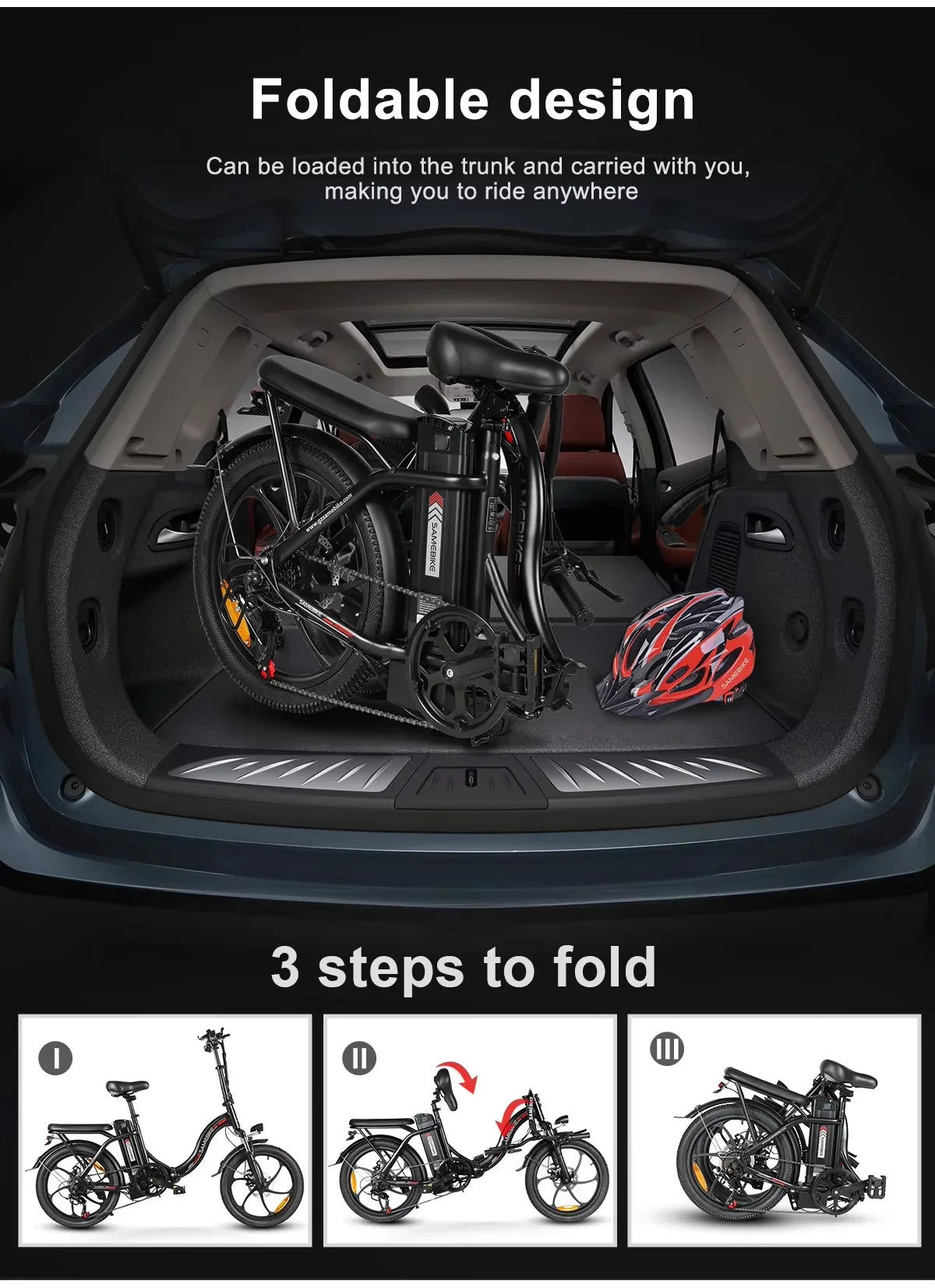 Folding Electric Bike with Removable Battery and 350W Motor