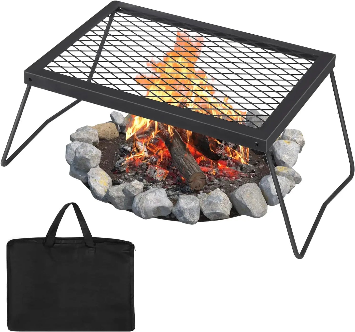 Portable Heavy Duty Folding Campfire Grill for Outdoor Cooking