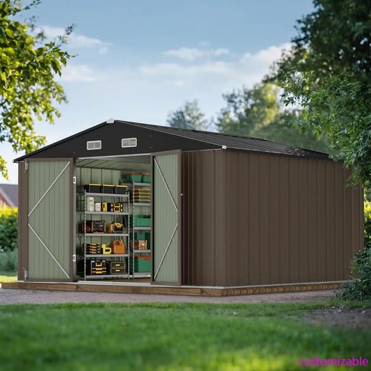 XMSJ Outdoor Storage Shed Metal Garden Tool Shed Backyard