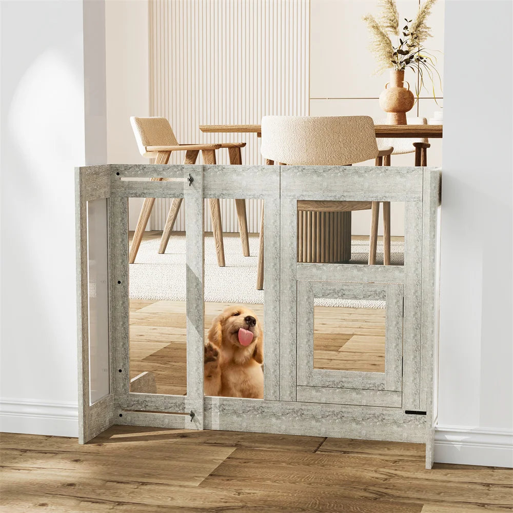 Dog Door Heavy Duty Gate With Retractable Walkthrough