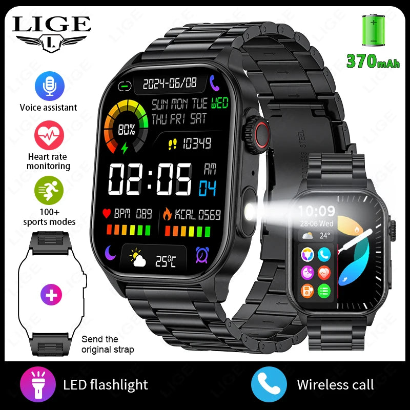LIGE Smart Watch for Men with Health Monitoring and Bluetooth