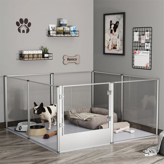 BORWARTH Acrylic Dog Pen Enclosure with Waterproof Pad