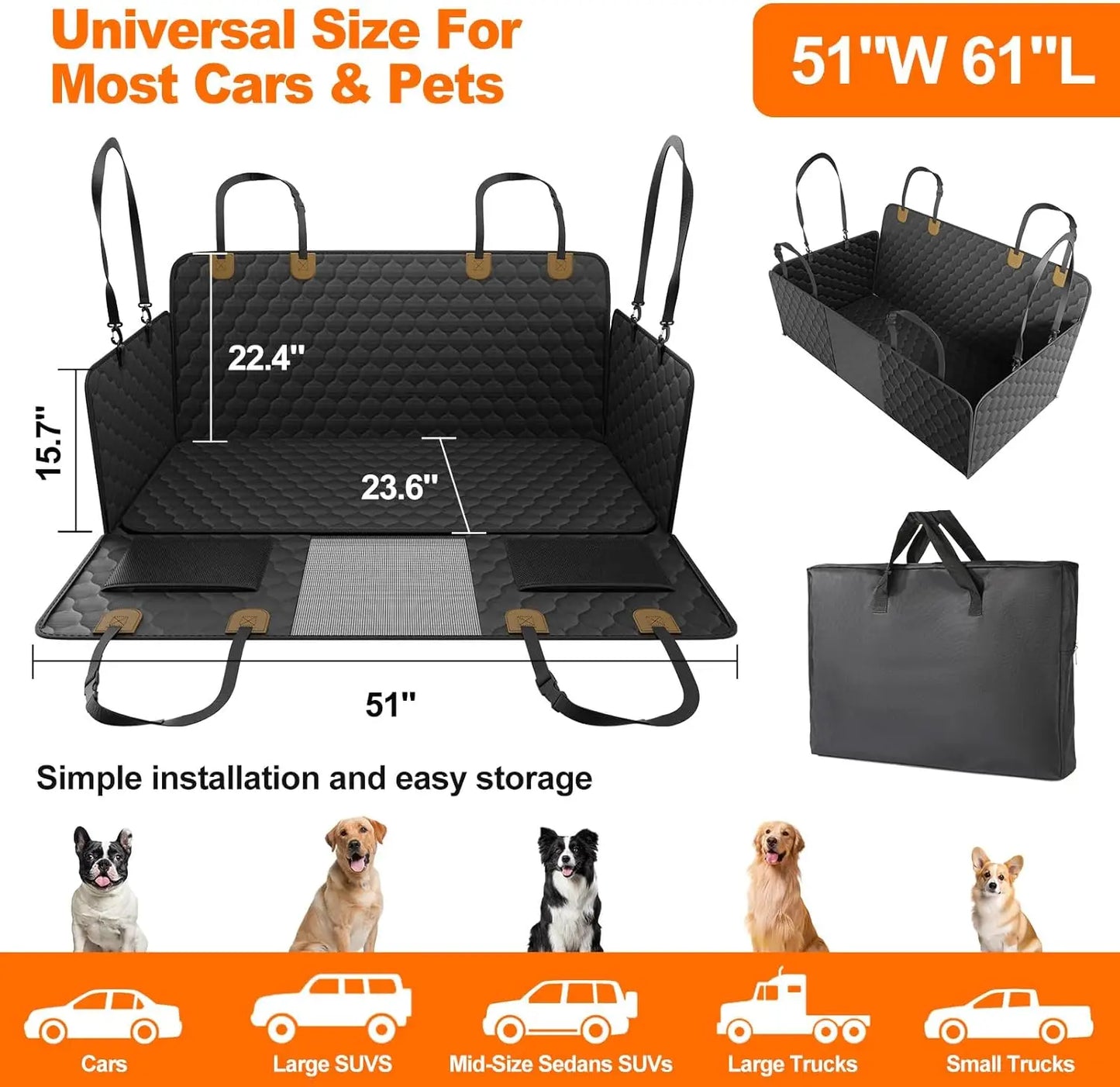 WedyvkoCN Waterproof Foldable Car Seat Hammock Protector