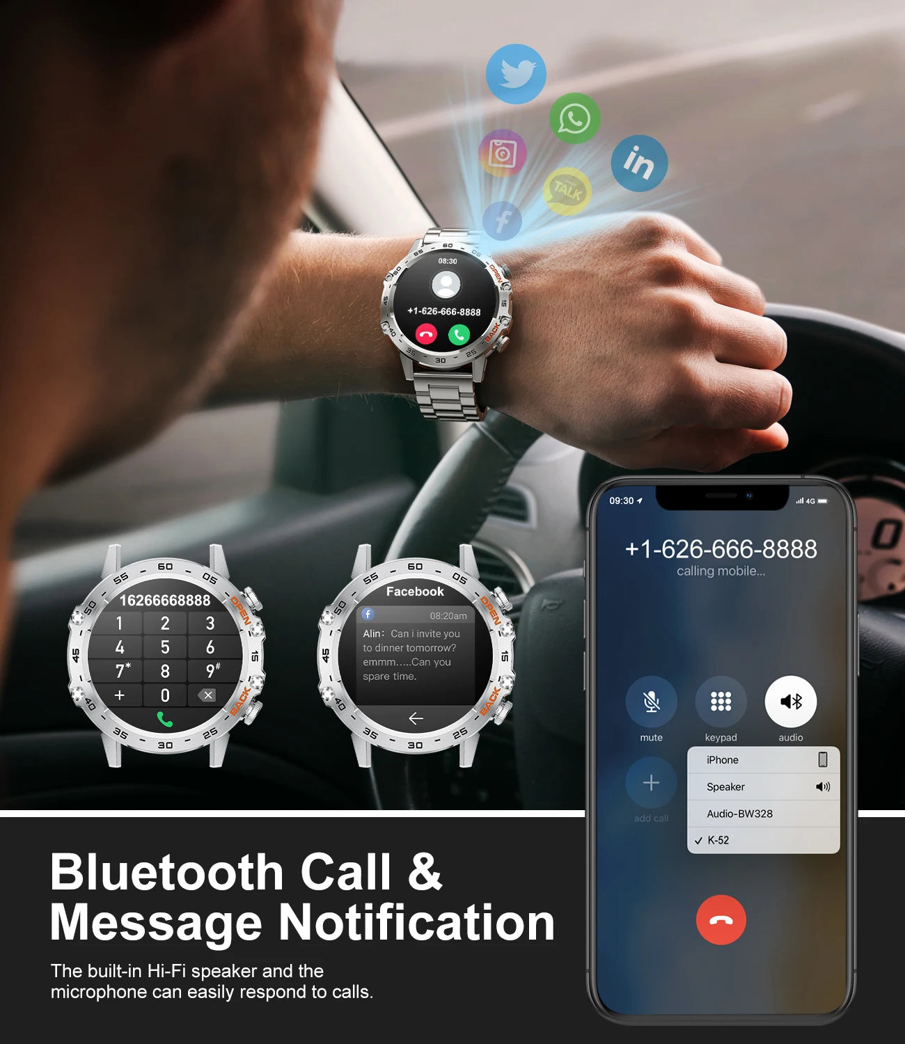 LIGE Bluetooth Smart Watch for Men with Health Monitoring Features