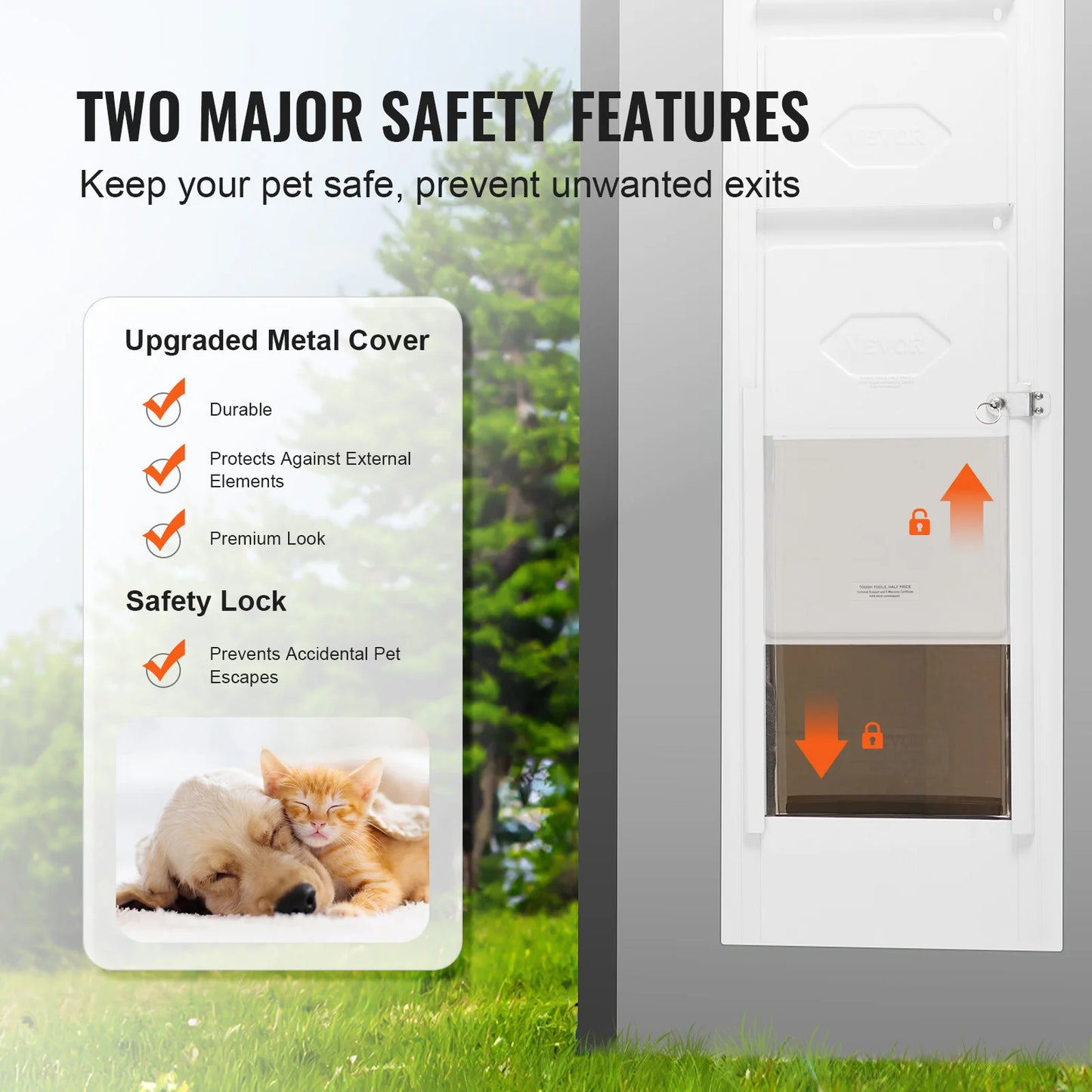 Dog Door Sliding Pet Door Adjustable Height Aluminum Frame