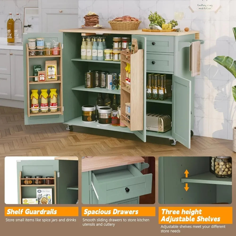 Angduo Rolling Kitchen Island With Storage For Home Bar