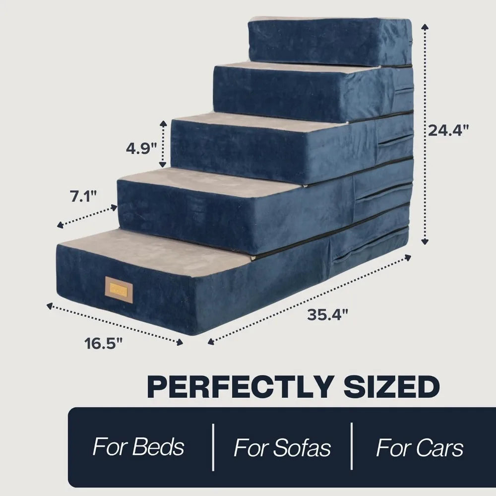 Color All In One Adjustable Dog Steps Ramp UltraPremium