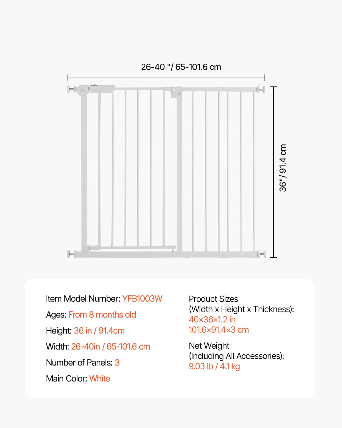 SucceBuy Baby Gate Easy Step Walk Through Pressure Mount