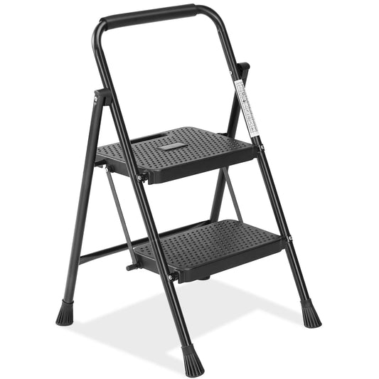 JHK Folding Two Step Ladder Stool With Anti Slip Pedal