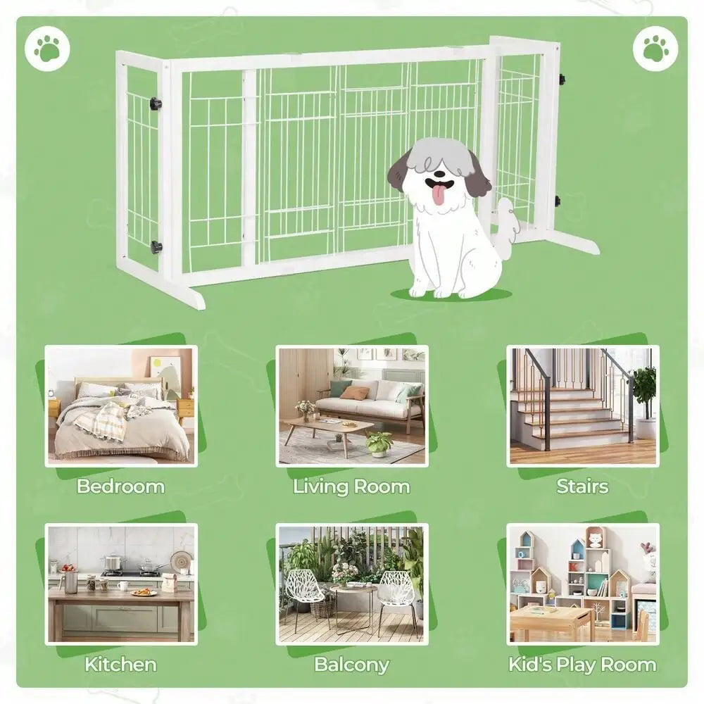 Freestanding Foldable Wire Pet Gate for Puppies and Dogs