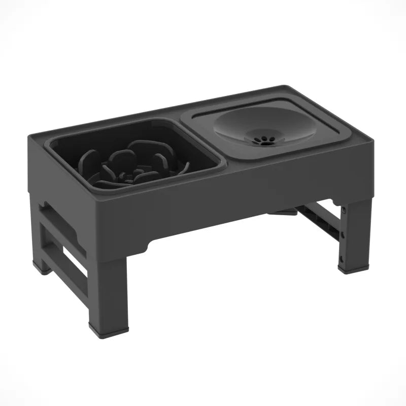 Adjustable Stainless Steel Slow Feed Dog Water Bowl Set